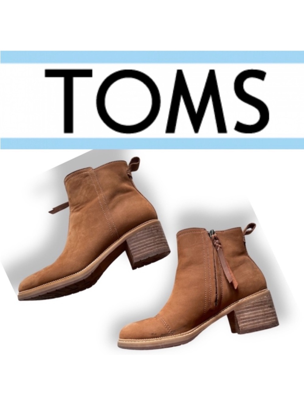 Tom’s leather booties Marina boot size 7 retail: $130 low heel, traction soles